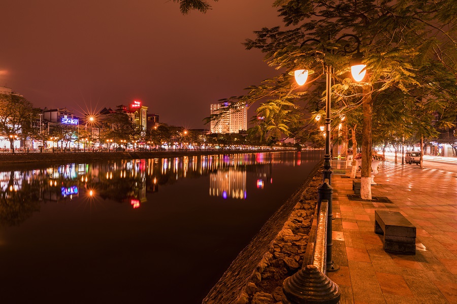 Tam Bac Lake at night in Hai Phong city