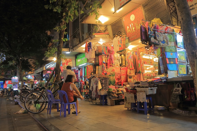 Hang Gai Silk shopping street Hanoi Vietnam