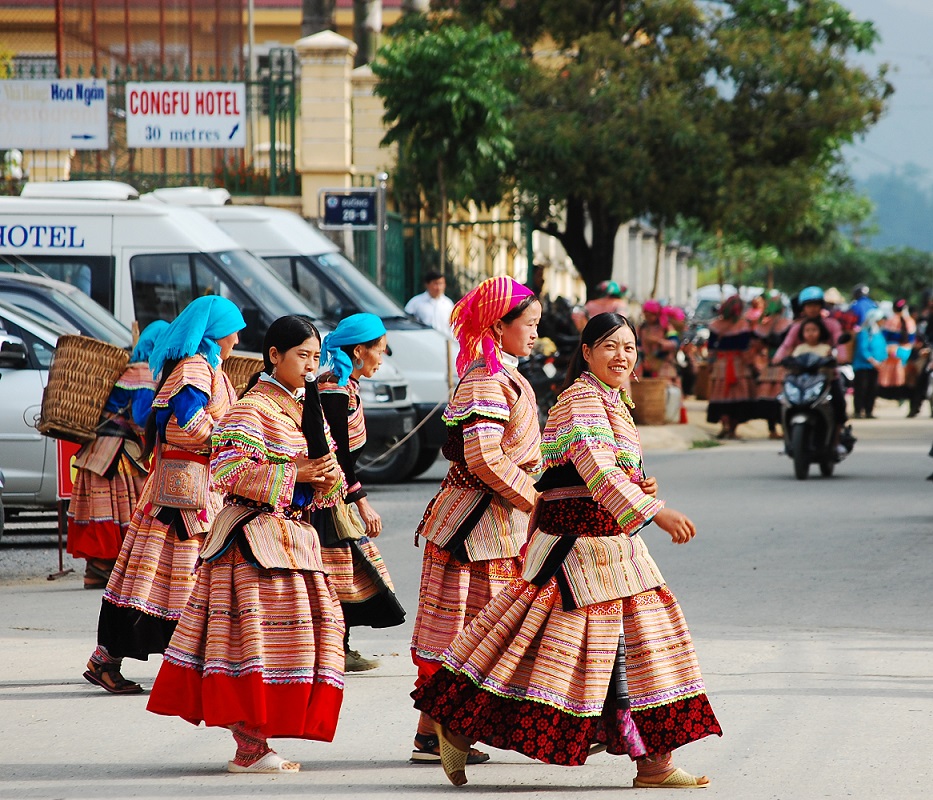 Hmong women at a market in Sapa