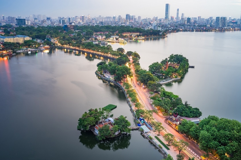 Aerial view of Hanoi West Lake