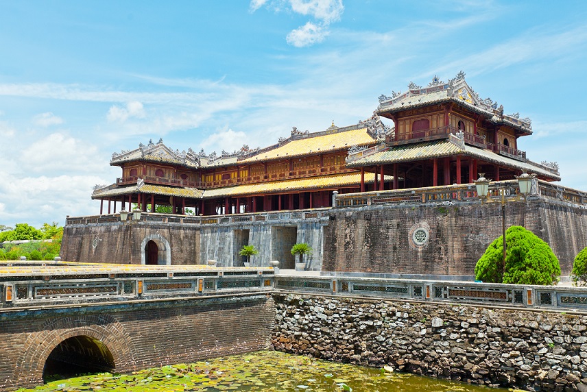 Noon gate of Hue Citadel on the Northern bank of the Perfume River. Hue city