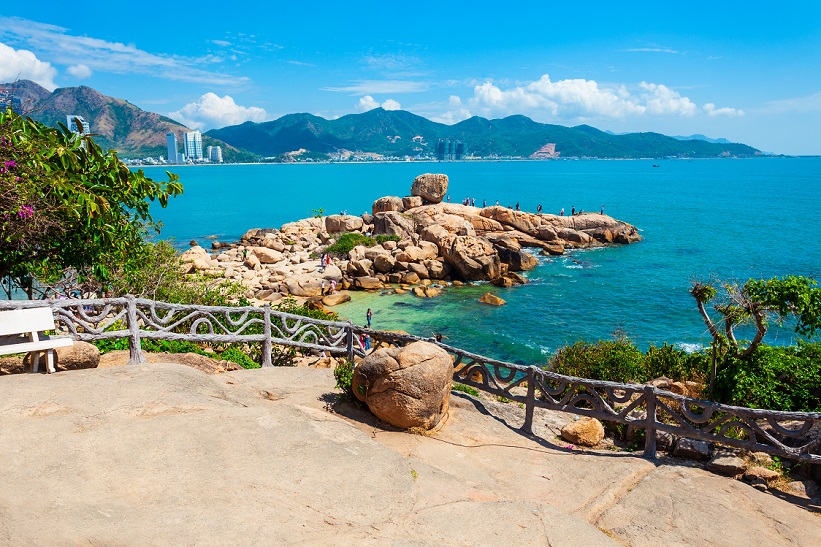 Hon Chong cape rock garden is a popular tourist attraction in Nha Trang city, Vietnam