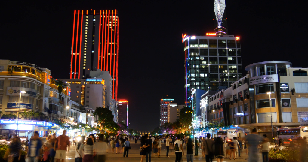 Nguyen Hue Boulevard at night