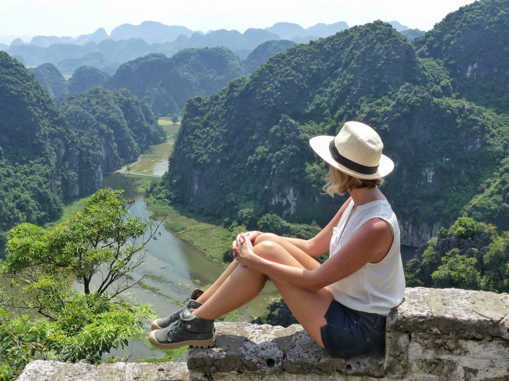 A tourist enjoy the view from Mua Cave in Ninh Binh